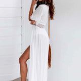 Lace Knitted Beach Cover Up Dress White