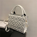 Quilted Tote Shoulder Bag White