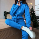 Cozy Sweatsuit Jumpsuit Blue