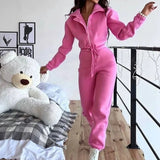 Cozy Sweatsuit Jumpsuit Pink