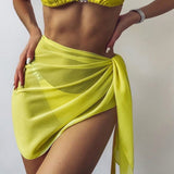 Wrap Chiffon Beach Cover Up Skirt Yellow