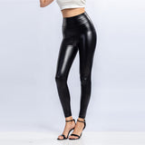 High Waist Faux Leather Leggings Thick Light