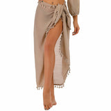 Wrap Tassel Skirt Cover Up Brown