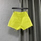 High Waist Colorful Denim Shorts Yellow
