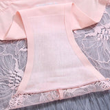 Seamless Mid-Waist Ice Silk Lace Panties Pink