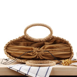 Handmade Crossbody Straw Handbag Brown