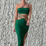 Sleeveless Slit Maxi Dress Green