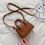 Basic Mini Tote Crossbody Handbag Light Brown