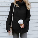 Knitted Oversized Turtleneck Sweater Black