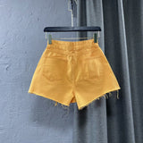 High Waist Colorful Denim Shorts Orange