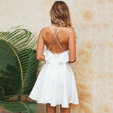Ruffle Chiffon V-Neck Mini Dress White