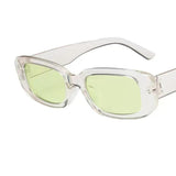 Rectangle Frame Sunglasses Clear/Green