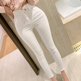 High Waist Chic Skinny White Jeans White