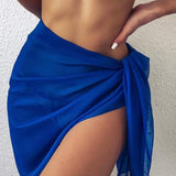 Wrap Chiffon Beach Cover Up Skirt Blue