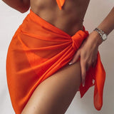 Wrap Chiffon Beach Cover Up Skirt Orange