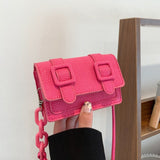 Chain Faux Leather Mini Bag Pink