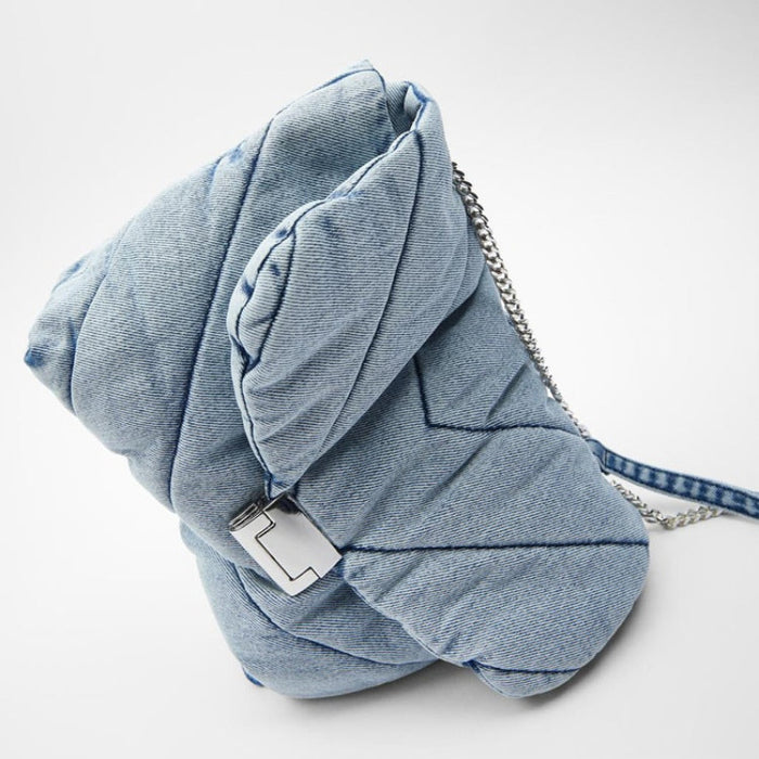 Quilted Denim Bag Blue