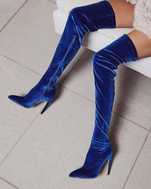 Velvet Thigh High Boots
