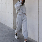 2-Piece Solid Hoodie & Sweatpants Set Gray