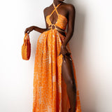Summer Goddess Halter Maxi Dress Orange