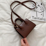 Basic Mini Tote Crossbody Handbag Dark Brown