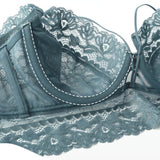 2-Piece Push Up Brassiere Lace Underwear Set Blue