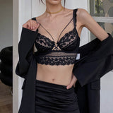 2-Piece Push Up Brassiere Lace Underwear Set Black