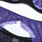 3-Piece Purple Lace Lingerie Set Purple