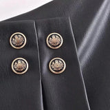 Faux Leather Asymmetrical Mini Skort Black