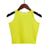 Solid Color Cotton Tank Top Yellow