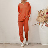 2-Piece Ribbed Loungewear Set Orange