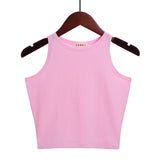 Solid Color Cotton Tank Top Pink