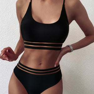 2-Piece High Waist Brazilian Bikini Black
