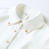 Gold Button Up Blouse Top White