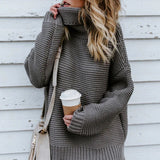 Knitted Oversized Turtleneck Sweater Gray