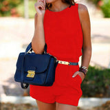 Classy Romper With Pockets Red