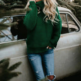 Knitted Oversized Turtleneck Sweater Green