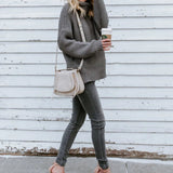 Knitted Oversized Turtleneck Sweater Gray