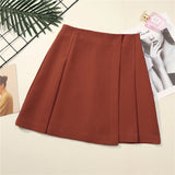 Pleated High Waist Skirt Red