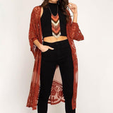 Lace Crochet Beach Cover Up Robe Red