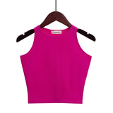 Solid Color Cotton Tank Top Hot Pink