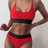 2-Piece High Waist Brazilian Bikini Red