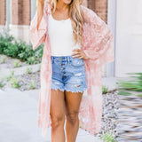 Lace Crochet Beach Cover Up Robe Pink