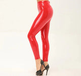 Glossy Patent Leather Legging Pants Red