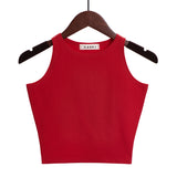Solid Color Cotton Tank Top Red