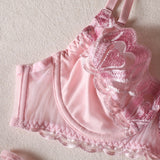 2-Piece Heart Embroidered Lingerie Set Pink