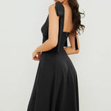 Sleeveless Strappy Shoulder Midi Dress Black