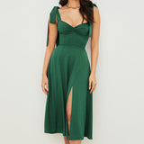 Sleeveless Strappy Shoulder Midi Dress Green