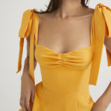 Sleeveless Strappy Shoulder Midi Dress Yellow