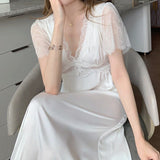 Satin Long Sleepwear Dress White